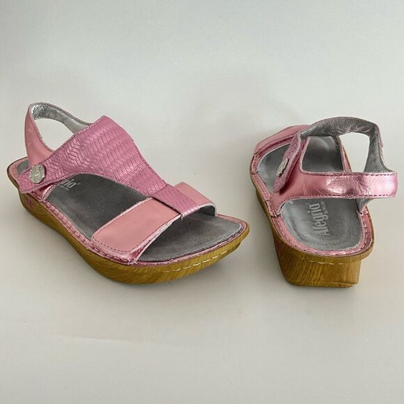 Alegria PG Lite Ken-844 Metallic Pink T-strap Sandals Comfortable Adjustable - Picture 3 of 13